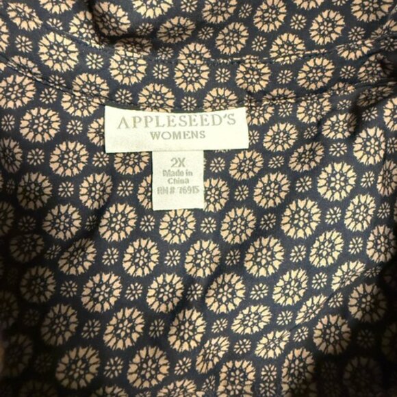 Women's Appleseeds Blouse Black and Tan - Picture 4 of 4